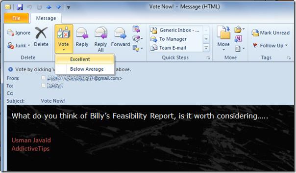 إرسال واستقبال نتائج الاستطلاعات في Outlook 2010