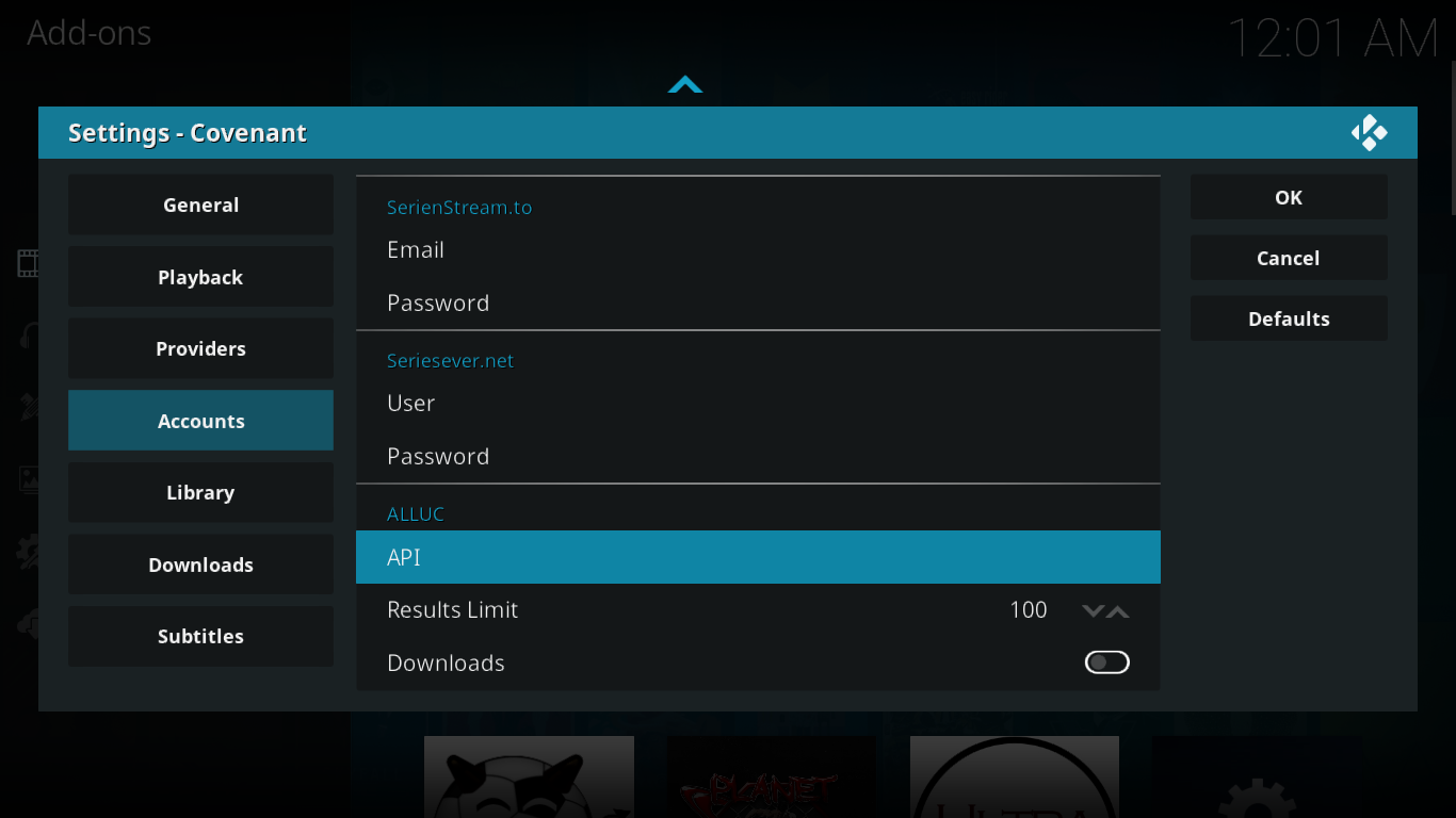 أضف موفر Alluc – احصل على المزيد من الروابط في Covenant