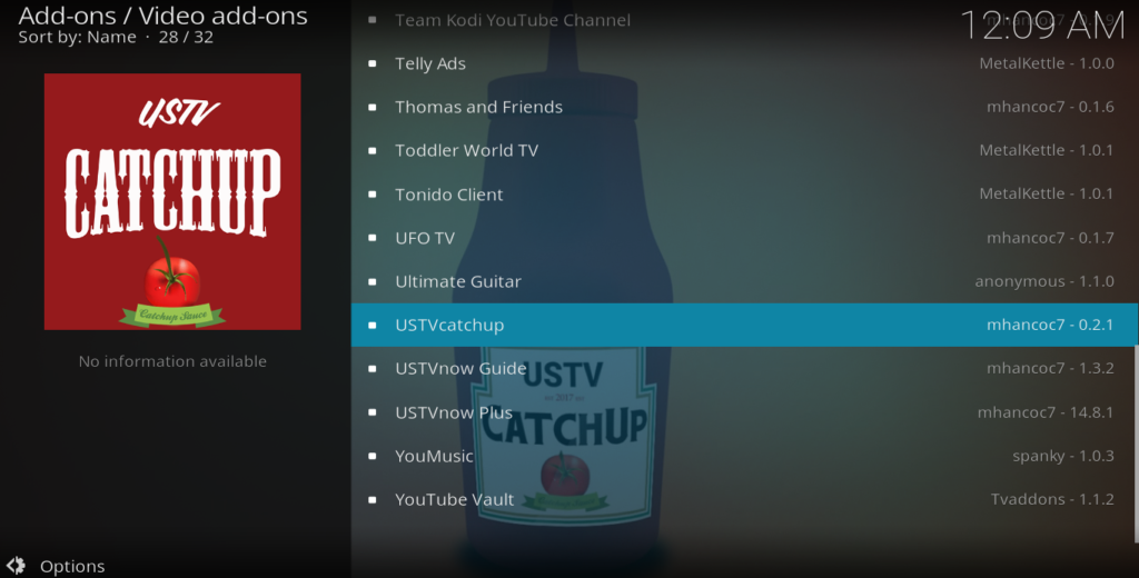 Transmita programas de TV dos EUA com o complemento USTVcatchup para Kodi