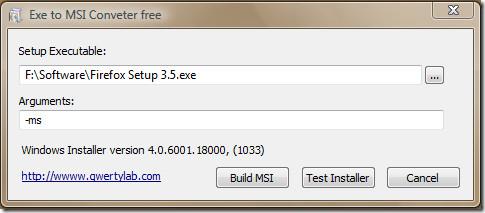 EXE'yi MSI'ye Dönüştür