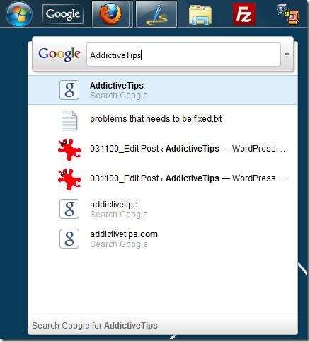 Windows 7 工作列中的 Google 快速搜尋框