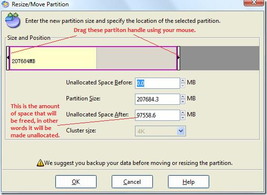 So ändern Sie die Größe und verschieben eine Partition ohne Datenverlust in Windows