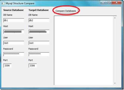 2つのMySQLデータベースをMySQLの構造と比較する