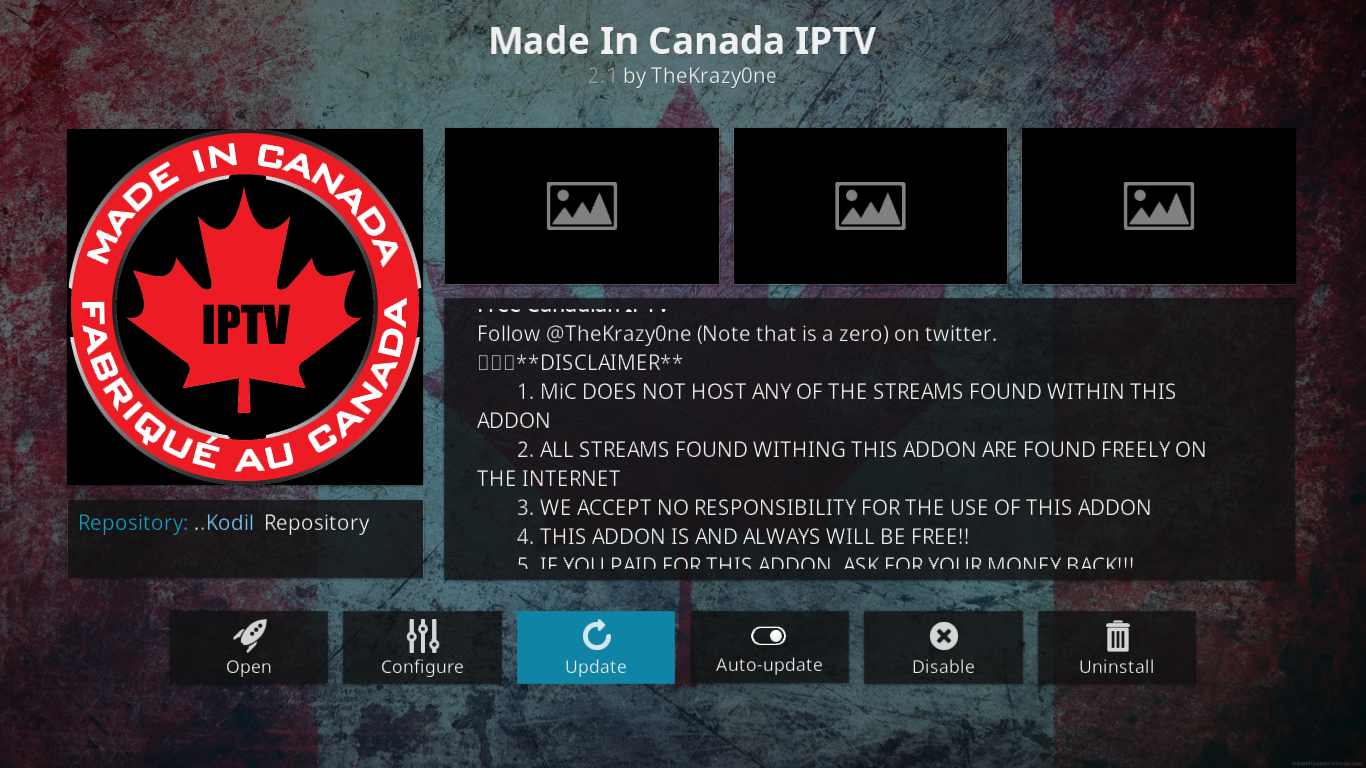 Made In Canada IPTVアドオンのインストールと使用方法