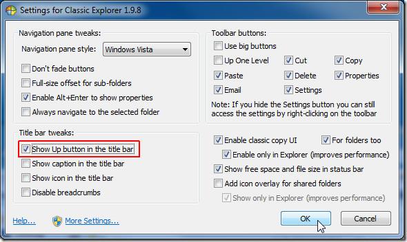 Windows 7 エクスプローラーに「1 つ上のレベルへ」または「クリックして戻る」ボタンを追加する