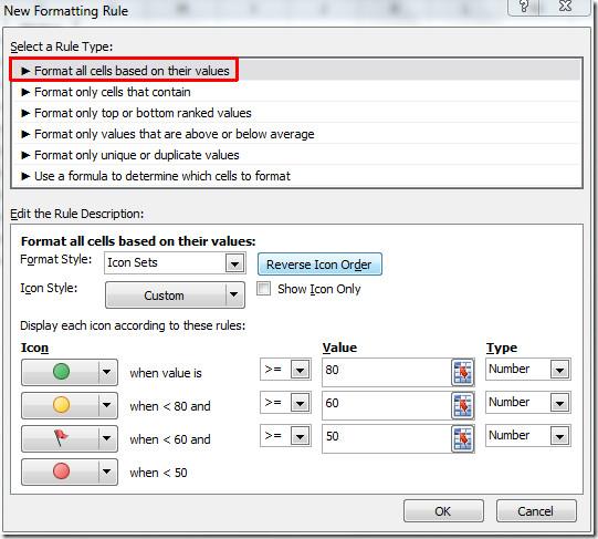 Conjuntos de ícones do Excel 2010