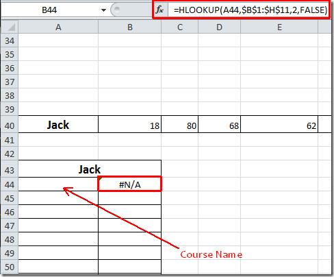 Función BUSCARH en Excel 2010