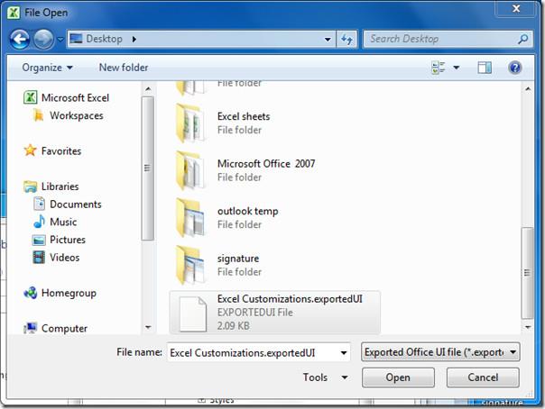 리본 및 빠른 실행 도구 모음 설정 내보내기/가져오기[Office 2010]