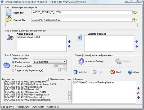 Konvertieren Sie DVDs in AVI-Videos (DivX/XviD) mit dem automatischen Gordischen Knoten Konvertieren Sie DVDs in AVI-Videos (DivX/XviD) mit dem automatischen Gordischen Knoten