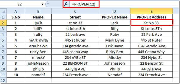 Excel 2010: Função PROPER
