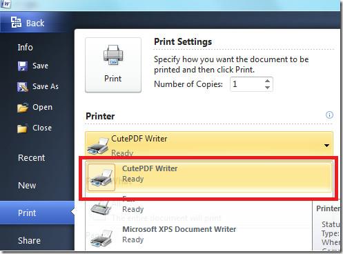 在 Windows 7 中從 Microsoft Word 2010 建立 PDF 文檔