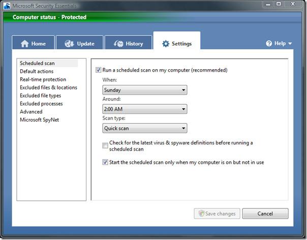 Test de Microsoft Security Essentials (avec captures d'écran)