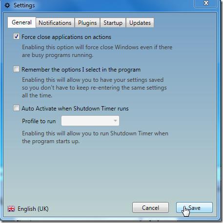 Таймер выключения выполняет действия на основе системных событий Windows