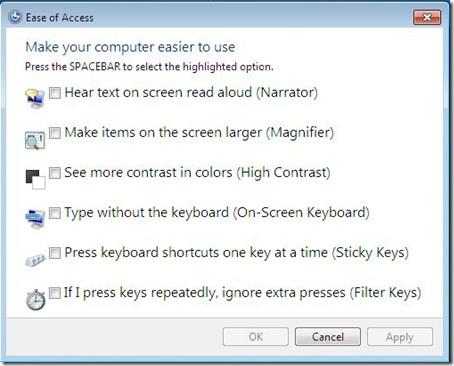 Desativar o botão de facilidade de acesso na tela de logon do Windows 7