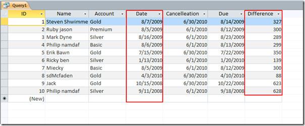 MS Access 2010 の DATE 関数