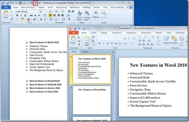 直接將 Word 2010 文件傳送至 PowerPoint 2010
