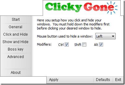 Masquer les onglets et les fenêtres de la barre des tâches avec Clicky Gone Masquer les onglets et les fenêtres de la barre des tâches avec Clicky Gone