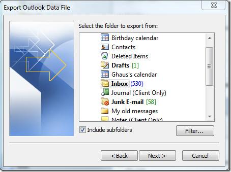 Office Outlook 2010 匯入與匯出
