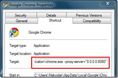 Impostazioni del server proxy di Google Chrome