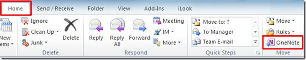將 Outlook 郵件傳送至 OneNote 2010