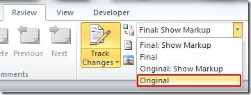 Controlar alterações em documentos do Word 2010