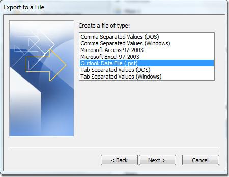 Office Outlook 2010 匯入與匯出