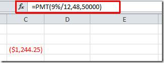 Función PMT (Pago) de Excel 2010
