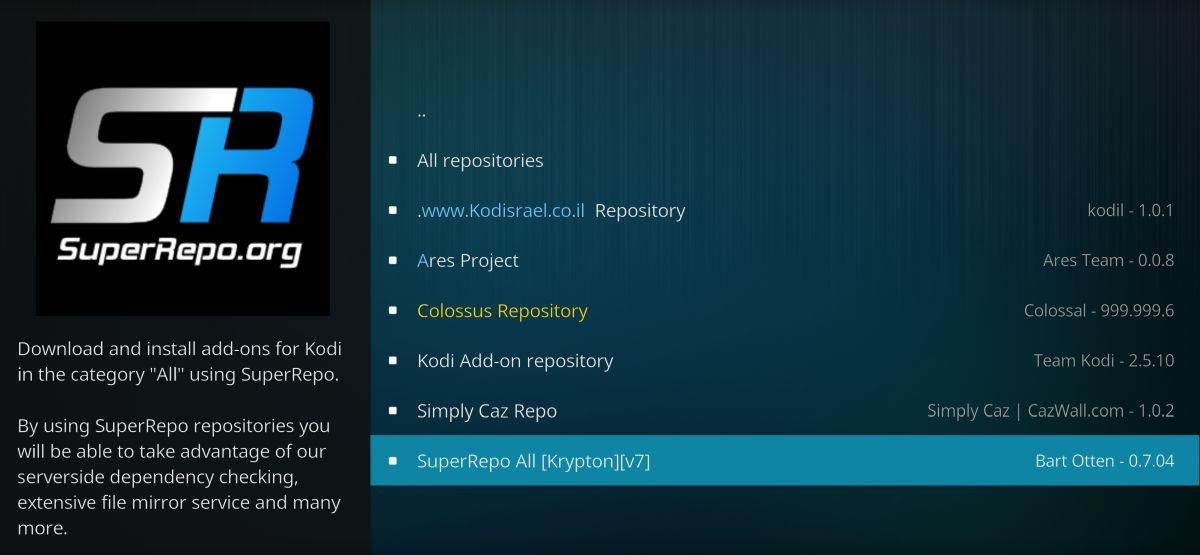 Cómo instalar el repositorio SuperRepo en Kodi