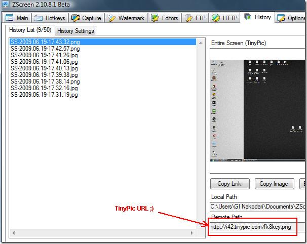 Faça uma captura de tela e carregue-a online com o ZScreen