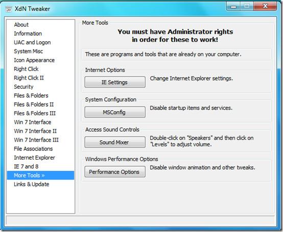 Ajustarea Windows 7 cu XdN Tweaker
