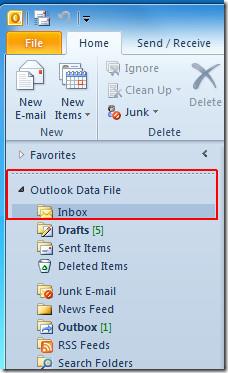 使用 IMAP 收件匣資料夾啟動 Outlook 2010