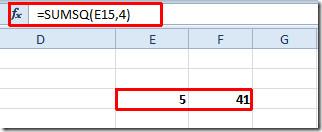 Excel 2010：SUMSQ 函數