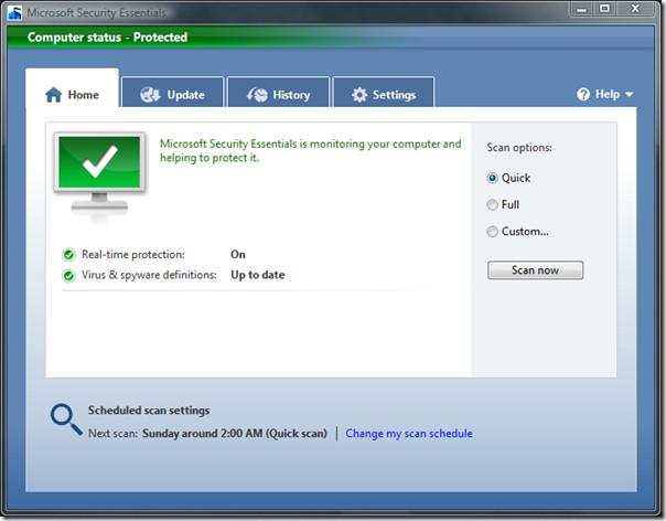 Test de Microsoft Security Essentials (avec captures d'écran)