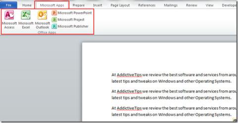 Szybkie uruchamianie aplikacji pakietu Office 2010 z programu Word 2010