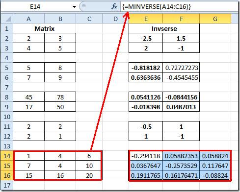 Excel 2010：矩陣逆函數（MINVERSE）