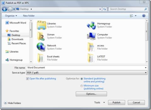 Word 2010文書をPDF/XPS形式に変換する方法