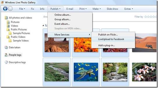 透過 Windows Live Gallery 直接將圖片上傳到 Facebook