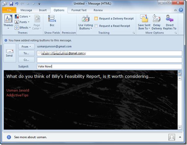 إرسال واستقبال نتائج الاستطلاعات في Outlook 2010