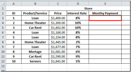 Función PMT (Pago) de Excel 2010