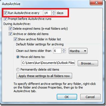 Outlook 2010:自動存檔電子郵件 Outlook 2010:自動存檔電子郵件