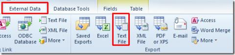 Exportul tabelului în text simplu în Access 2010
