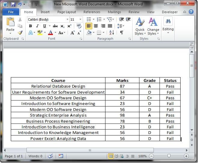 將 Excel 2010 中的資料表嵌入 Word 文件