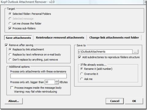 Microsoft Outlook から添付ファイルを保存、抽出、削除する