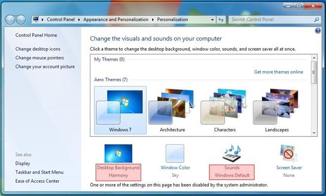 如何限制使用者存取並強制執行 Windows 7 個人化設置