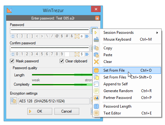 WinTrezurでは写真を暗号化し、画像をパスワードとして設定できます