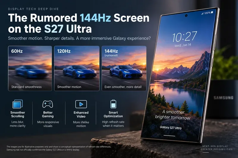 ディスプレイ技術徹底解説：144Hzのリフレッシュレートに対応したGalaxy S27 Ultraの画面は、実際にどれほど重要なのか？