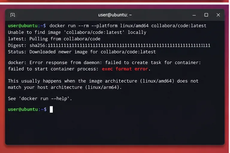 Solucionar el problema de Collabora CODE Container que impide su inicio en la arquitectura ARM64