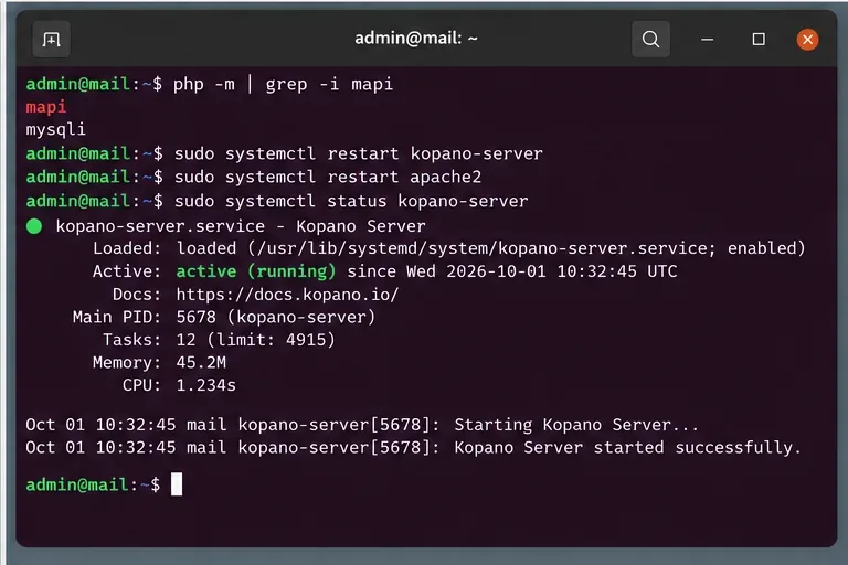Исправлена ​​ошибка «Невозможно подключиться к Kopano Core» в веб-приложении Kopano.