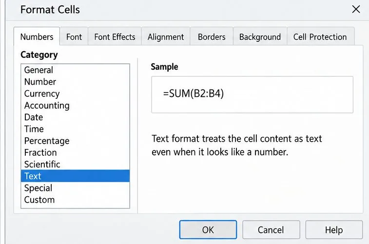 Solucionar el problema por el que las fórmulas de LibreOffice Calc muestran texto en lugar de resultados.