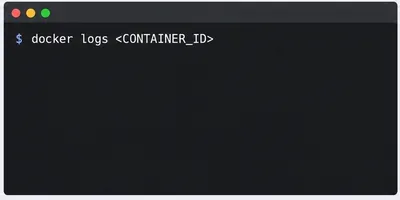 Una ventana de terminal de Linux que muestra el comando docker logs con un marcador de posición para el ID del contenedor.